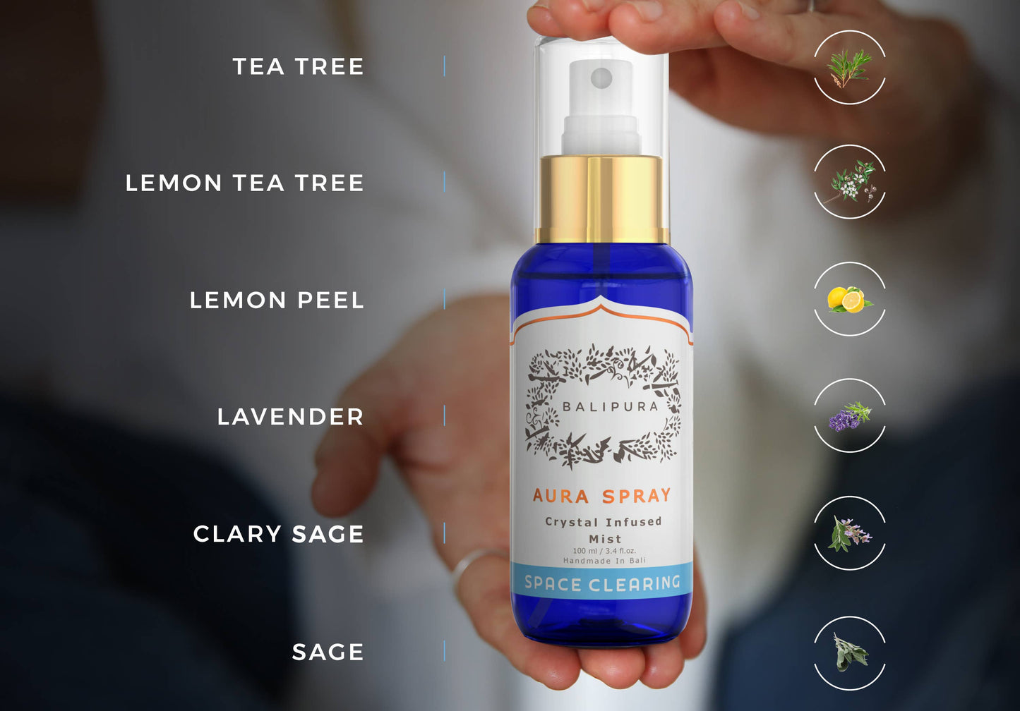 Crystal infused Aura Smudge Mist Space Clearing 100ml