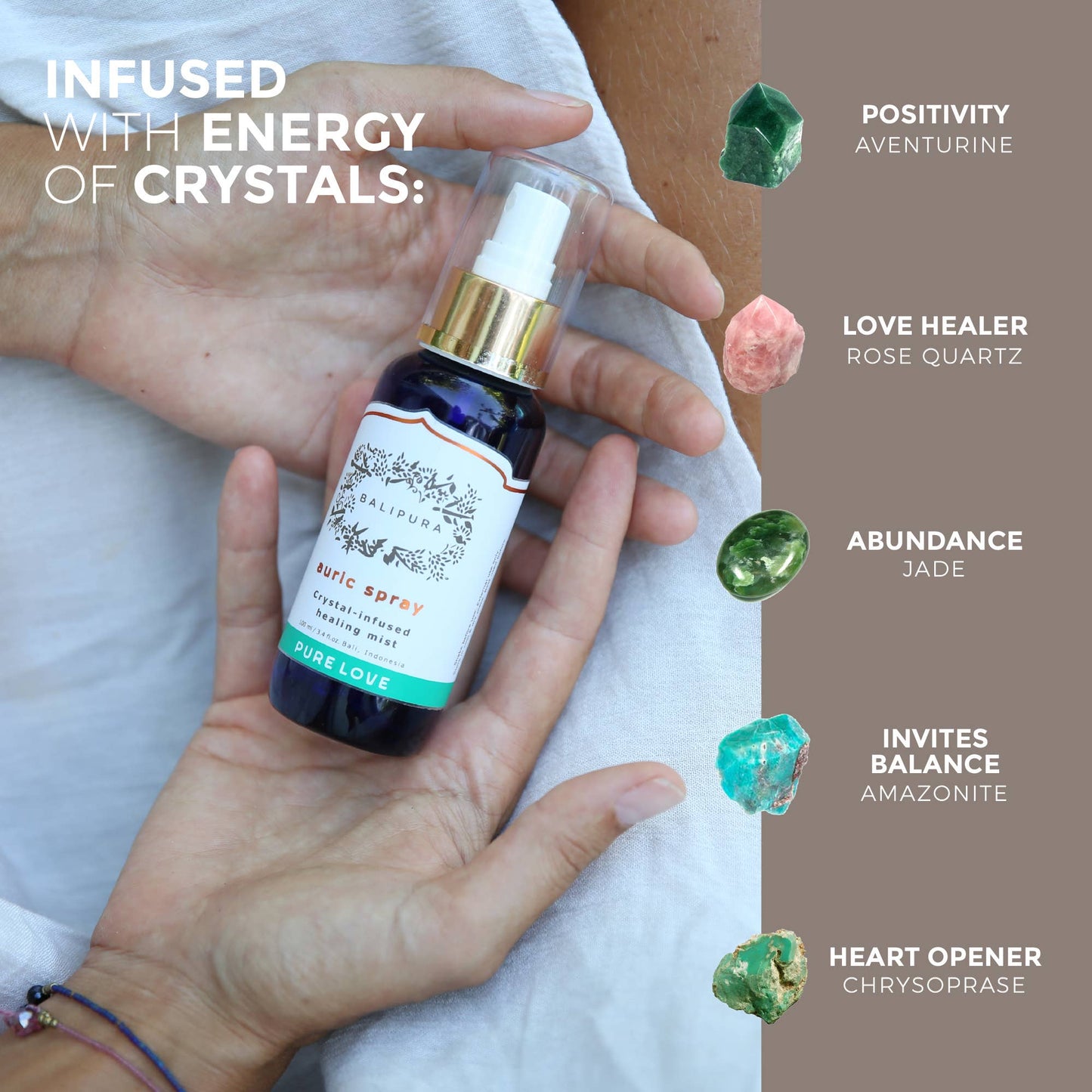 Crystal infused Aura Smudge Mist Pure Love 100ml