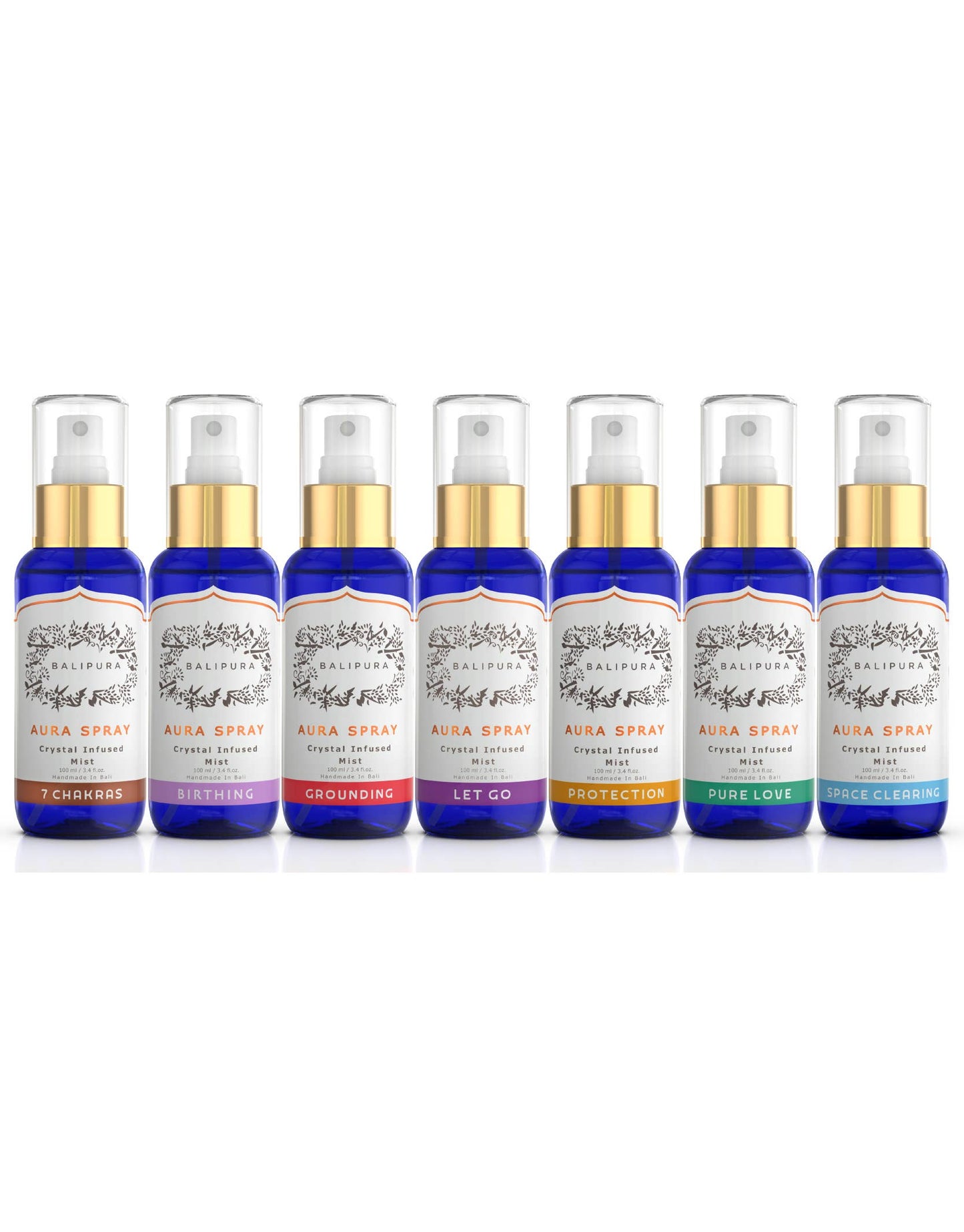 Crystal infused Aura Smudge Set 7 Mists x100ml