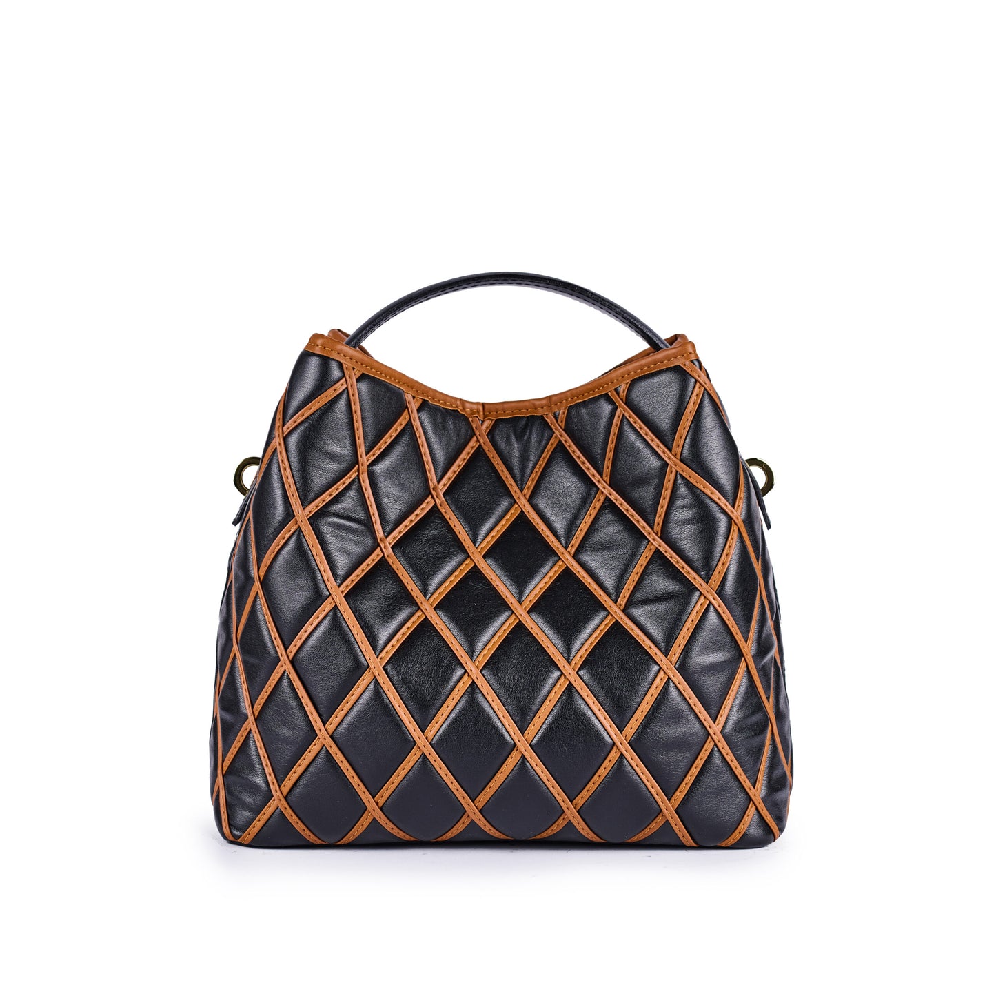 Handbag Ingrid Quilt - Nero/Cuoio