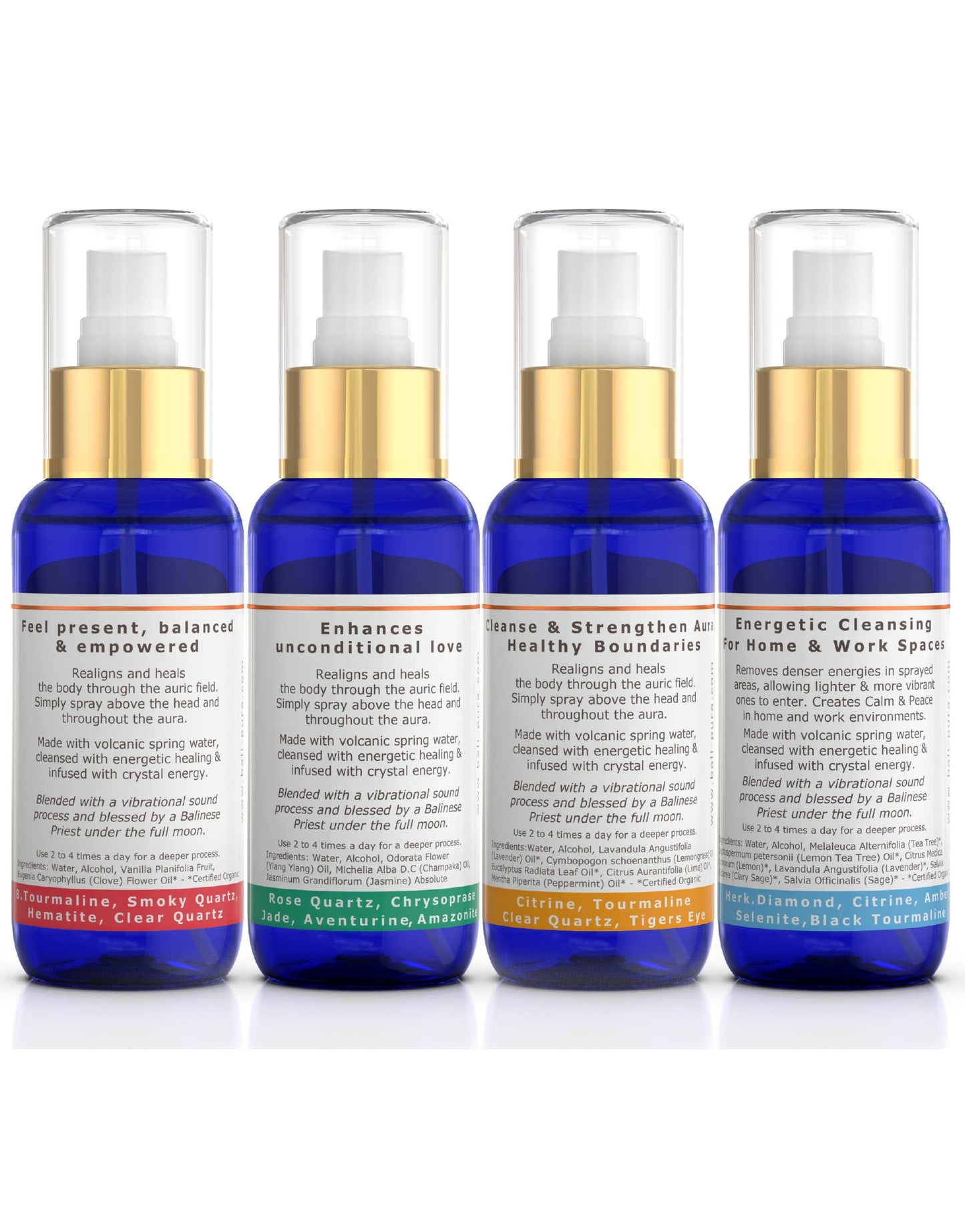 Crystal infused Aura Smudge Mist Gift Pack (4 x 100ml)