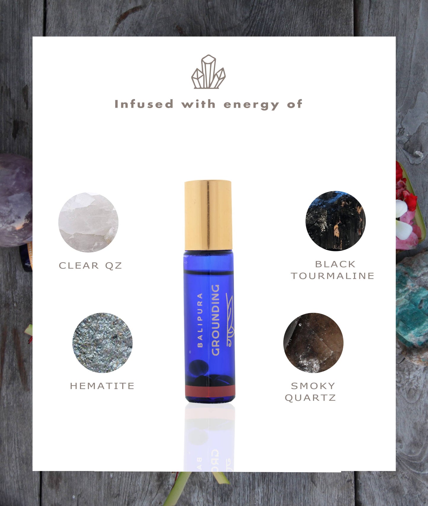 Crystal Roller Ball Elixir Aura Roll On for Grounding