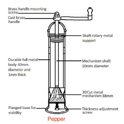 The original 'Brass Mill' - 9" pepper grinder