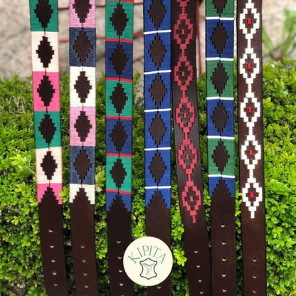 Leather Belt with Woven Pattern Vintage