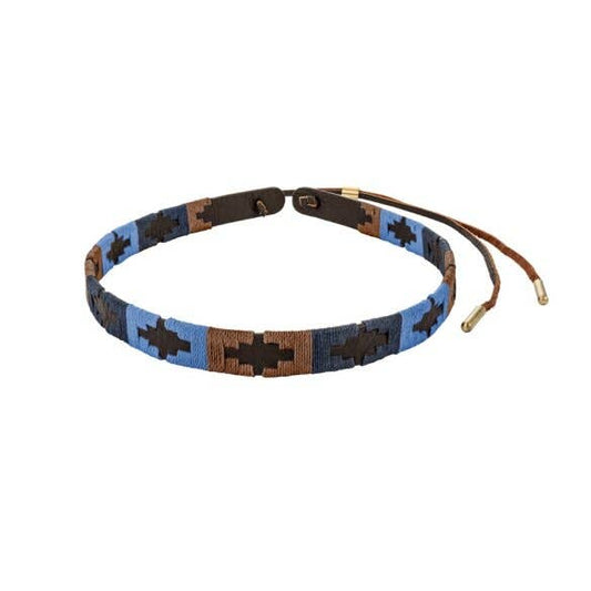 Pampa Leather Hat Band - Brown, Blue, and Navy Blocks