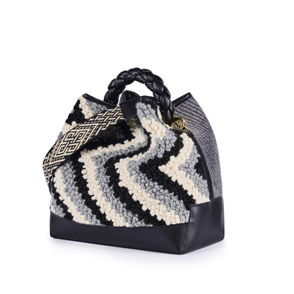 Handbag Amber Trim - Nero/Bianco/Grigio