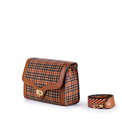 Handbag Emilie Check - Cuoio/Ruggine/Nero