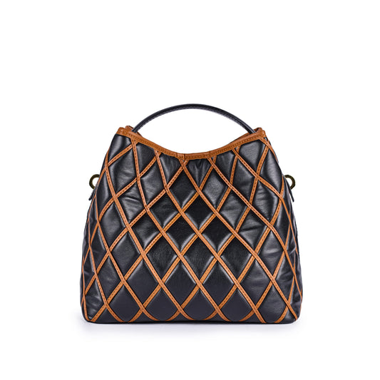 Handbag Ingrid Quilt - Nero/Cuoio
