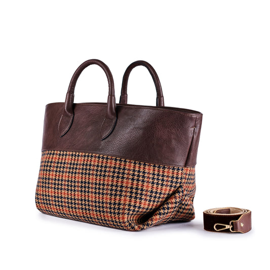 Handbag Marlene Check - Marrone/Nero/Ruggine