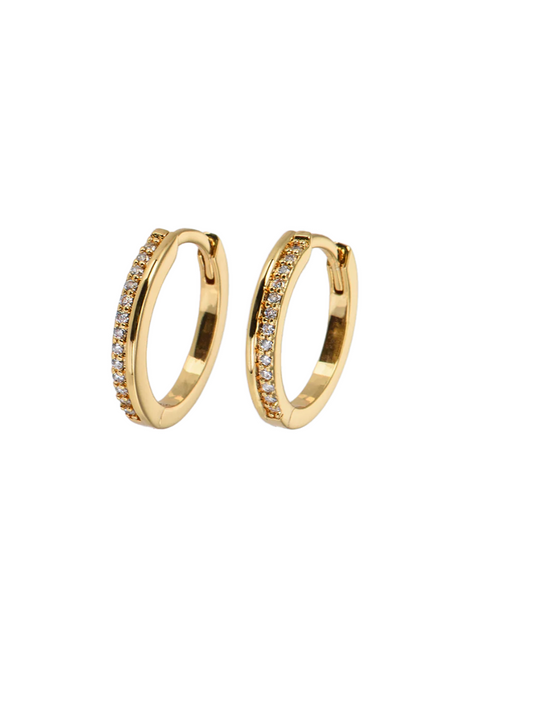 Emilia Hoops Gold and White Small