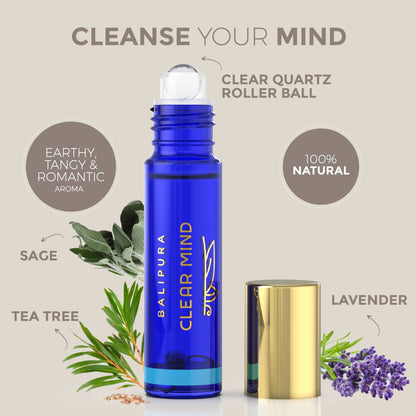 Crystal roller + Crystals inside - Aura Roll On Clear Mind