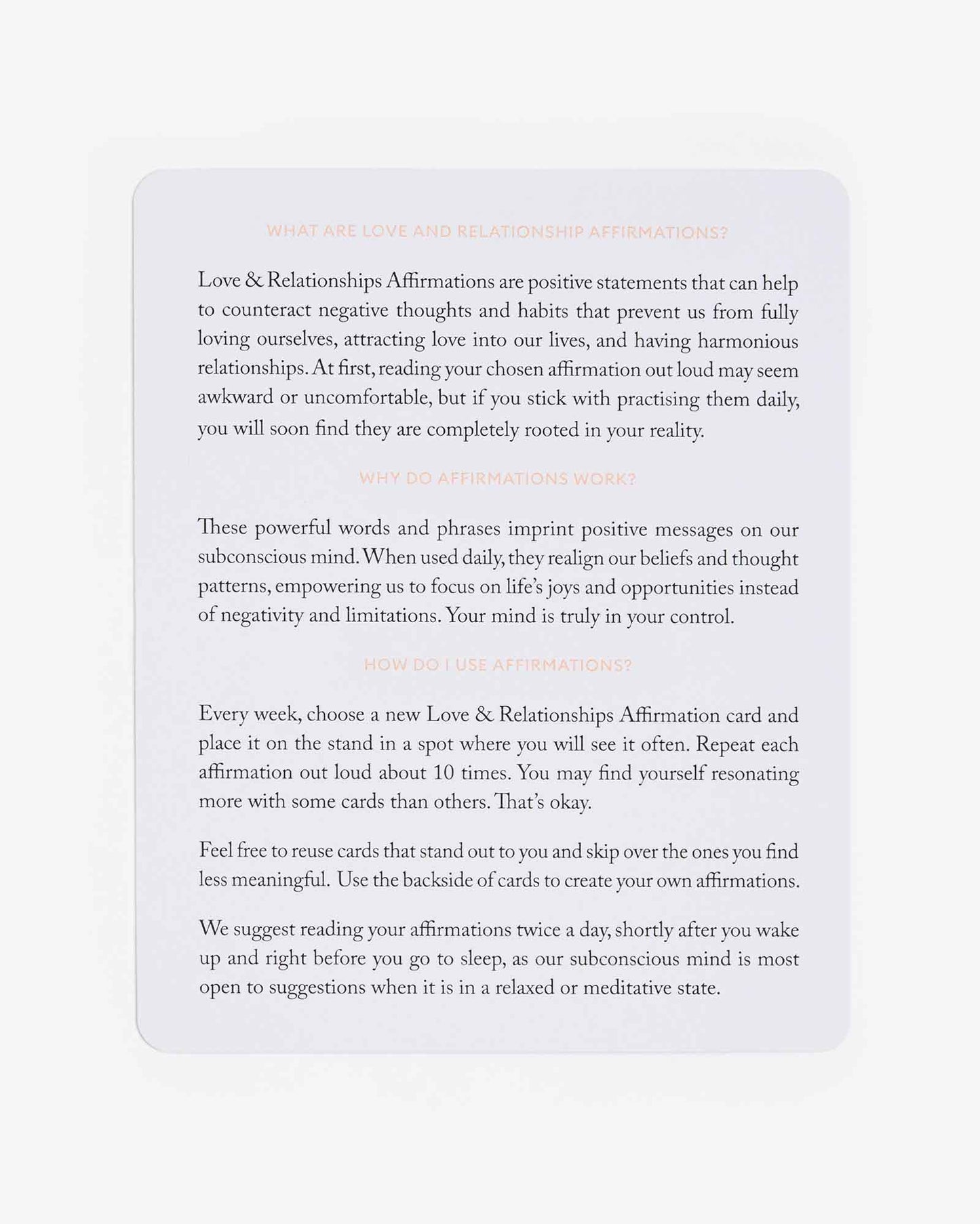 Mindful Affirmations Love & Relationships, Display Cards