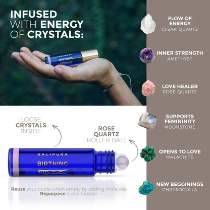 Crystal roller ball Aura Roll On Birthing 8ml