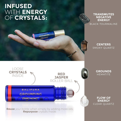 Crystal Roller Ball Elixir Aura Roll On for Grounding