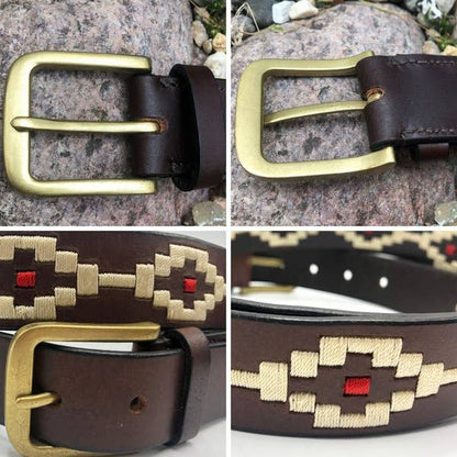 Leather Belt with Woven Pattern Vintage